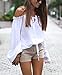 Relipop Women's Backless Off Shoulder Tops Long Sleeve Shirt Strapless Blouses (Small, White)