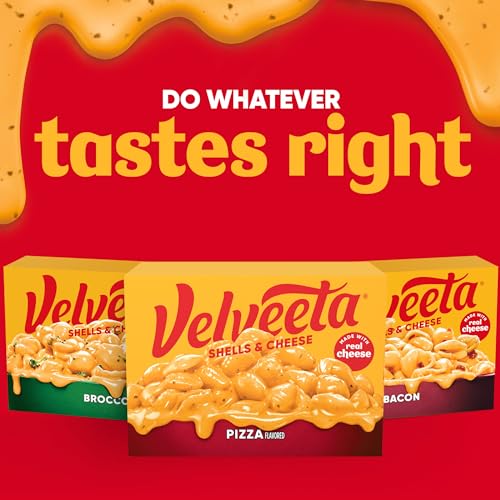 VELVEETA PIZZA FLAVORED SHELLS & CHEESE WITH SHELL PASTA, CHEESE SAUCE AND SEASONING, 10.9 OZ BOX