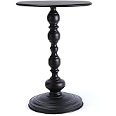 Benkyo Black Round End Side Table Modern Metal Pedestal Spindle Side Tables for Living Room Bedroom，Black