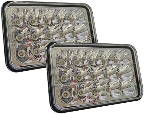 YESER 1 Pair 4x6 LED Rectangular Headlights Sealed Beam Replacement HID Xenon halogen H4651 H4652 H4656 H4666 H6545 for 86-95 Jeep Wrangler Trucks