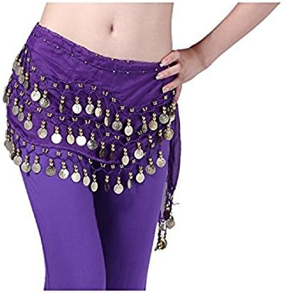 Belly Dance Hip Skirt Scarf Wrap Belt costume Chiffon Dangling with Gold Coins