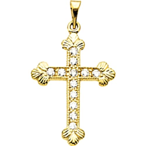 Diamond Treflee Cross Pendant. 