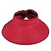 HDE Sun Visor for Women Roll Up Ponytail Hat Packable Beach Straw Visor Sun Hats Red