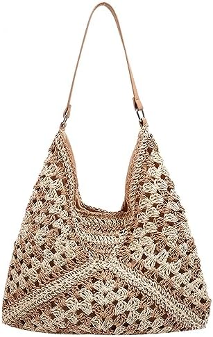 Hand Bag Straw Tote Bags Amazon Large Capacity Soft PU Straw Tote