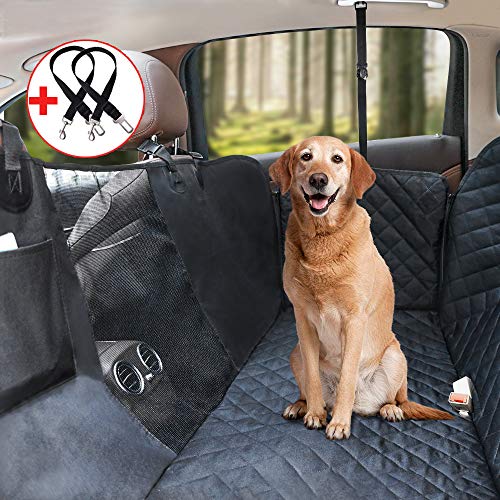 Dog Hammock for Back Seat, HeiYi 100% Waterproof Dog Car Hammock with Mesh Visual Window Storage Pockets Nonslip Anti-Scratch Dog Car Seat Covers for Cars Trucks SUV