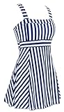Women's One Piece Sailor Vintage Swimsuit Tankini Plus Size Cover Up Swimdress