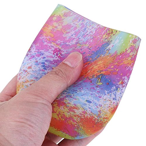 VT BigHome 1pcs Folding Unbreakable Silicone Colorful Lip Print Graffiti Blue Water Drop Cup Red Wine Beer Water Cup Teacup Drinkware - Thumbnail 6
