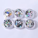 12PCS Nail Stickers Vincent&July Flame Reflections Tape Adhesive Foils DIY Decoration Nail Art (6 Boxes, Silver)