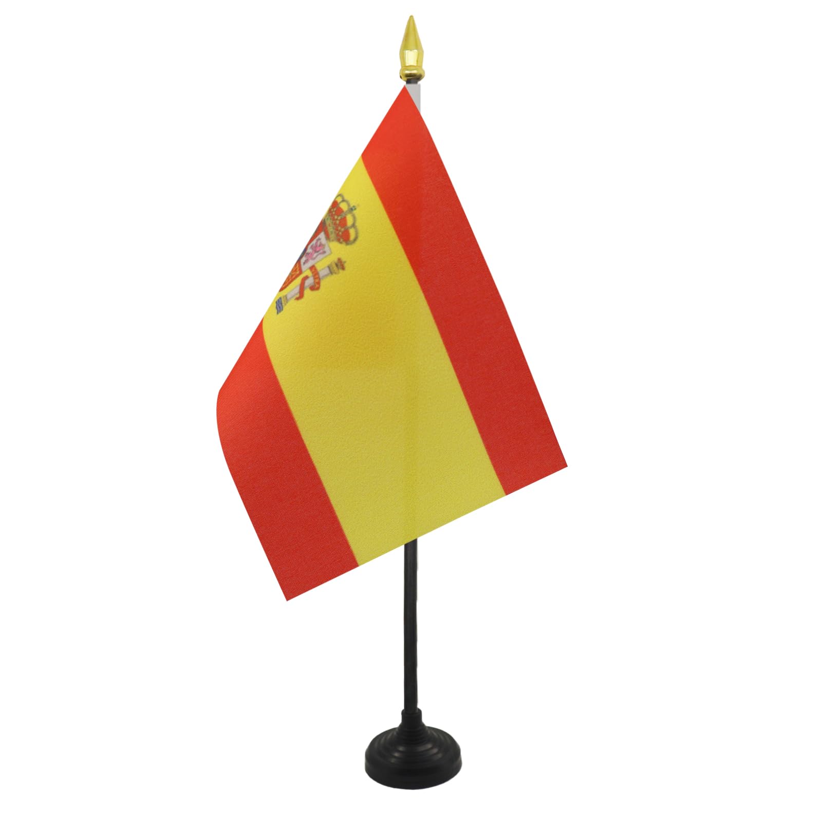 AZ FLAG - Spain Table Flag 4'' x 6'' - Spanish Mini Desk Flag 100% Polyester 15 x 10 cm - Office Mini Banner with 10'' Pole - Golden Spear