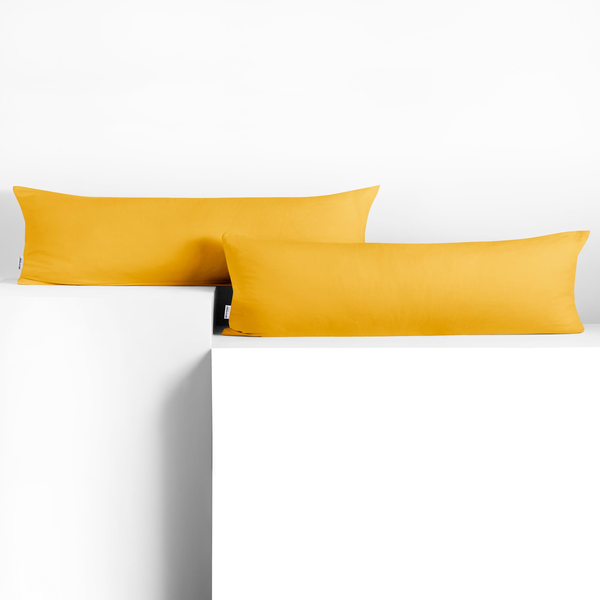 DecoKing 2 x Pillowcases 20 x 120 cm Jersey Cotton Zip Yellow Amber