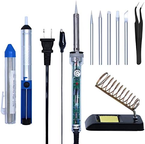 7 in 1 Soldering Iron Kit 60W 110V-Adjustable Temperature Welding Soldering Iron