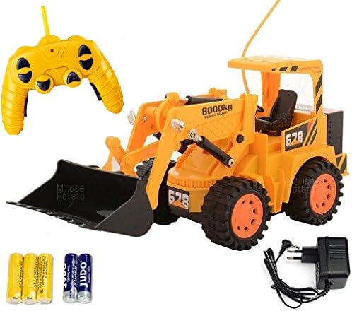 MousePotato Wireless Remote Control Rechargeable 4WD Truck Excavator Forklift (Yellow)