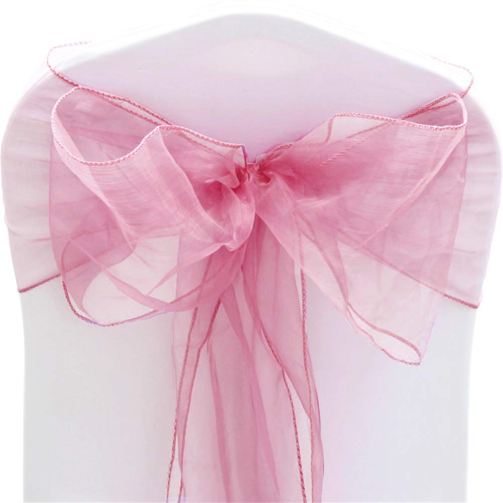 Time to Sparkle Pack of 50 Organza Sashes 22x280cm/9x110inch Wider Sash Fuller Bows Chair Cover Bows Sash for Wedding Party Birthday Decoration - Persian Pink