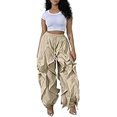 knowfashionstyle Cargo Pants for Women Baggy Loose Fit Y2K Casual Pant Drawstring Wide Leg Streetwear Sweatpants