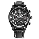 Watch,Mens Watch,Mens Casual Business Genuine Leather Watch,Dress Fashion Multifunction Waterproof Wrist Watch