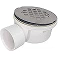 BlueVue 2.0" Replacement Shower Base Drain, PVC 2.0" Side Outlet Drain (Brushed Nickel)