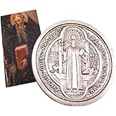 Westmon Works St Benedict Prayer Token Set Italian Metal Saint Pocket Trinket and Holy Card Made in the USA