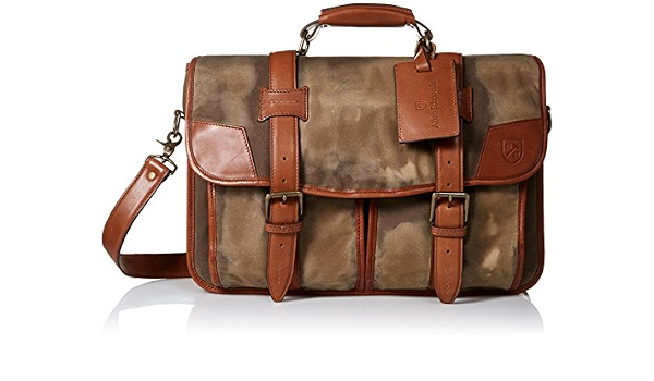 Canvas Leather Double Flap Briefcase 