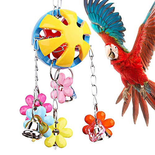 Tumenque Bird Toy Bell Colorful Parrot Chewing Toys with Hanging Bell Intelligence Training Toy for Parakeet Cockatiel Conure Lovebirds Finch Canary