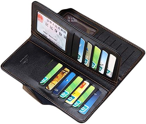 Letmebuy Mens Bifold Long Wallet Rfid Blocking Travel Wallet For Men's Checkbook Wallets Purses