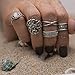 Zealmer Vintage Knuckle Ring Set Sun Moon Elephant Fatima Rhinestone Joint Knuckle Nail Midi Ring Set