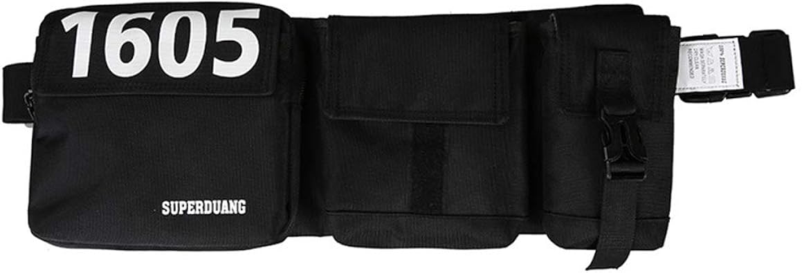 Amazon Puretinn ウエストポーチ 多機能 ヒップホップ 人気 ボディバッグ 大容量 5ポケット 斜め掛け ストリート ファッション 1605 旅行カバン ブラック ボディバッグ ワンショルダー