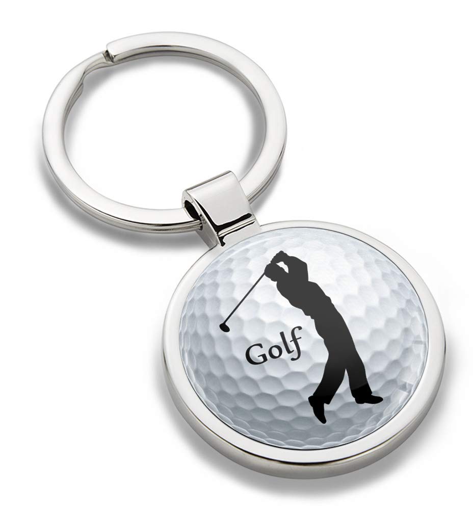 SkinoEu® Metal 3D Keyring Key Ring Chain Stainless Steel Gift Box Men Women Keychain Bag Accessories Jewelry Handbag Golfer Golf Sport KK 196