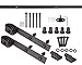 TMS 6.6 FT Country Dark Coffee Steel Sliding Barn Wood Door Hardware Antique