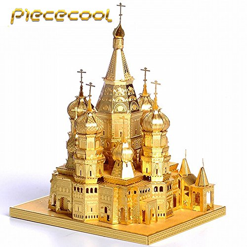 Piececool Saint Basils Cathedral P014-G Model Building DIY 3D Laser Cut Metal Jigsaws Kits Puzzle Toys - Gold