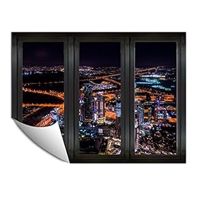Wall Paper Small Wall Mural City at Night Wall Art Removable Wall Decoration for Bedroom Living Room - 24x32 inches