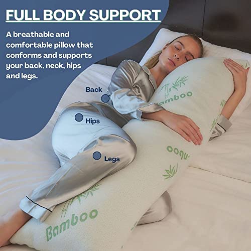 DreamField Linen Cooling Bamboo Full Body Pillow for Adults Shredded