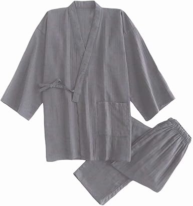 Amazon Yimanie 作務衣 メンズ パジャマ 甚平 浴衣 夏服 通年 上下