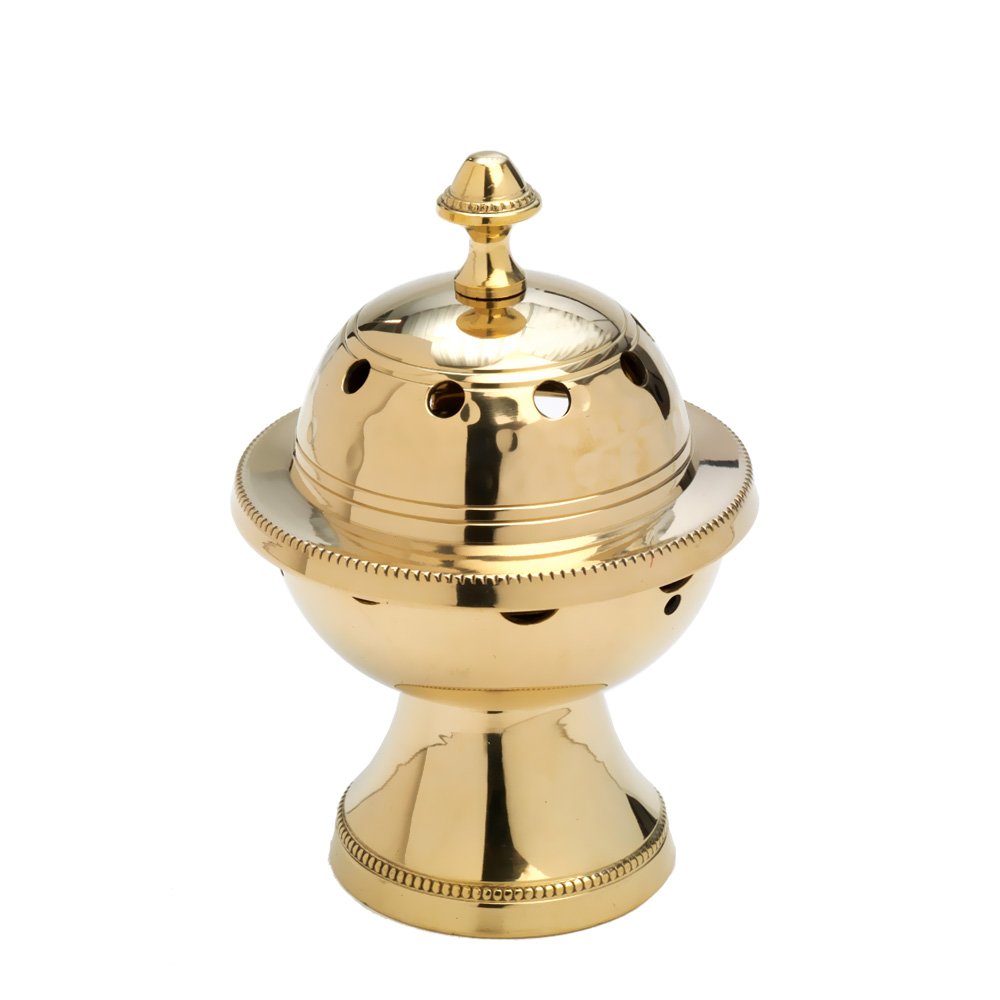 NKlaus Table Incense Burner with Inner Bowl Incense Burner Deco Brass small gold 7576