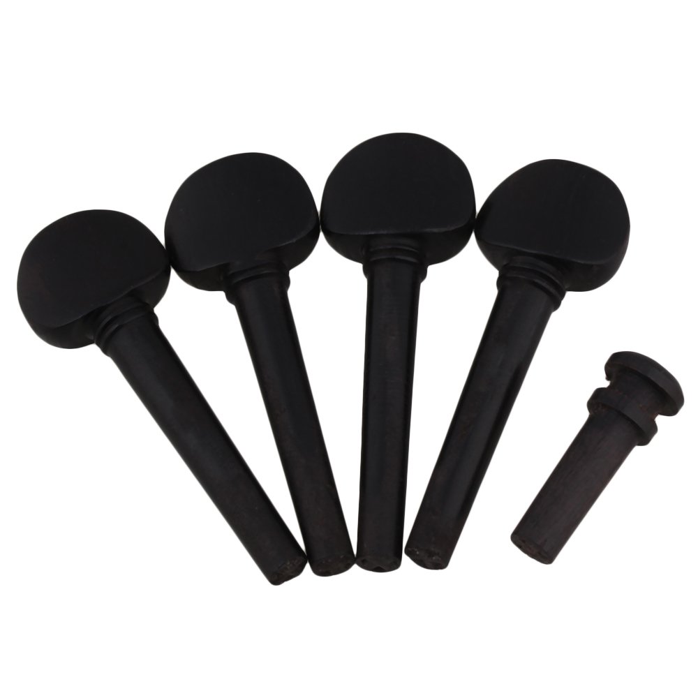 BQLZR 40x15mm Wood Stained Black 1/16 Violin Tuning Pegs with Tail End Pin String