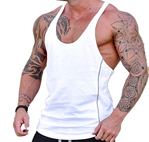 image for ICOOLTECH Men's Fitness Gym Muscle Cut Stringer Bodybuilding Workout S