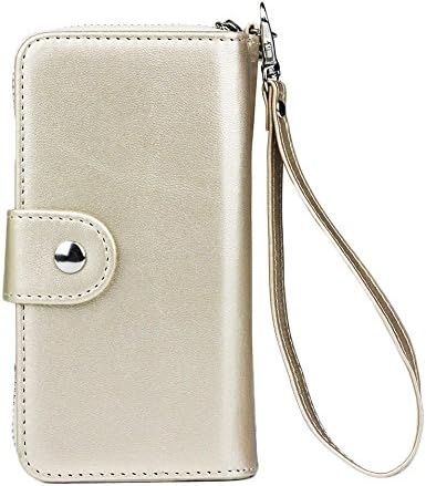 For iPhone 6 Plus / 6s Plus [Coins Wallet] For Apple iPhone 6 Plus, For iPhone 6s Plus [Magnet Zip Case] PU Leather Flip Protective Cover, Double Cover ZARUS Magnet Zip (Gold)