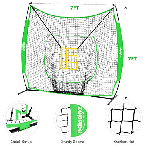 Zupapa 7 x 7 Feet Baseball Softball Hitting Pitching Net with Strike