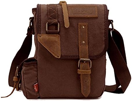 NIUIEMEE-7032 Canvas Causal Backpack Vintage Messenger Rucksack Daypack for Men/Women Travel Climbing Camping Hiking (Coffee)