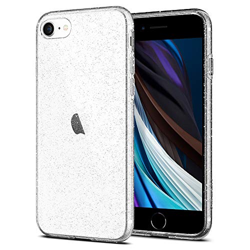 Spigen Funda Liquid Crystal Glitter Compatible con Apple iPhone SE(2020)/8/7, Protección Delgada de Gel Silicona y claridad Premium de TPU - Crystal Quartz
