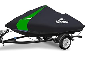 Avecrew Jet Ski Cover Waterproof - Heavy Duty Trailerable Seadoo Cover Fits Yamaha, Kawasaki Personal Watercraft (PWC) Boats | Length Range: 135'' to 145''
