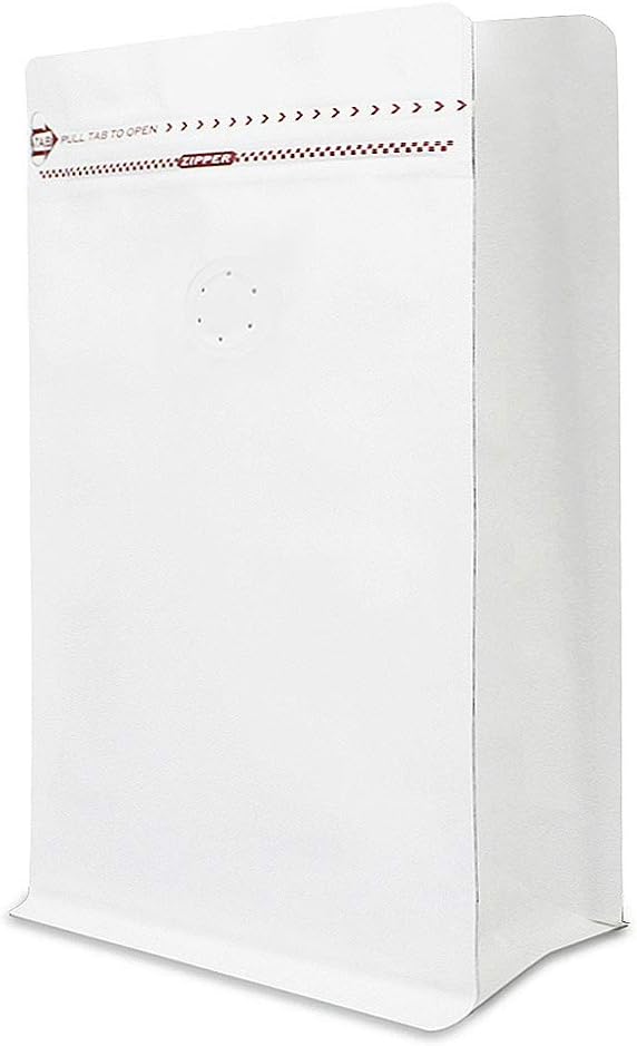 White Kraft Paper Stand up Zipper Pouches Aluminum Foil High Barrier Quad Seal Bag for Food Package (½ lb / 8oz, with valve) …