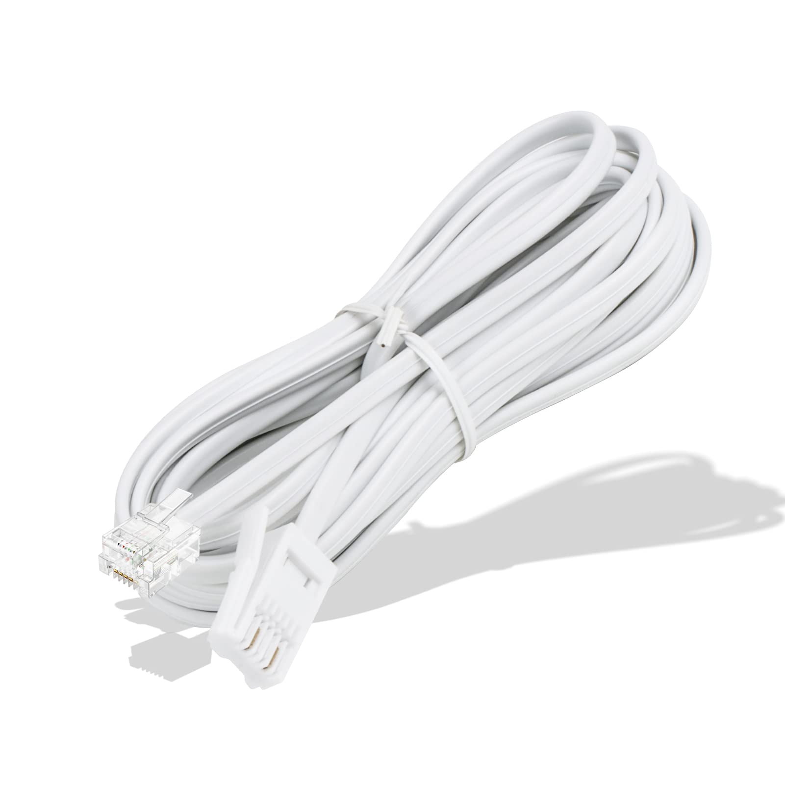Uvital Telephone Extension Cable 5M for Home & Office, BT Phone Plug to RJ11 Male, 2 Pin 6P2C Lead for Landline, Modem, Fax(White)