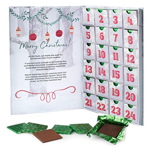 Oh! Nuts Milk Chocolate Advent Calendar 2019 – Fun Christmas Countdown – Thanksgiving Gifts for Kids, Teens, Girls, Boys & Adults – 24 Assorted Gourmet Holiday Dark Truffles for Daily Indulgence