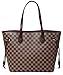 Daisy Rose Checkered Tote Shoulder Bag with inner pouch - PU Vegan Leather (Brown)