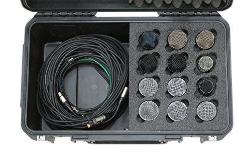 SKB 3I-2011-MC12 iSeries Injection Molded Microphone Case with Foam for 12 Mics with Storage Compartment