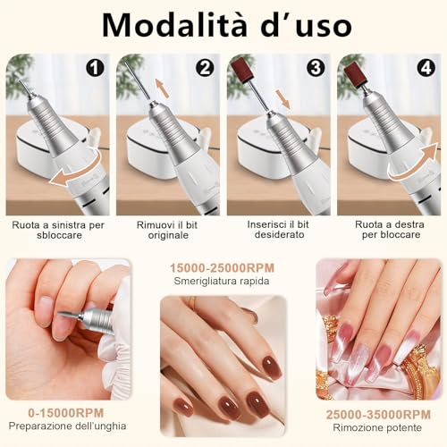Enniewi Professional Nail Drill 35000RPM, Nail Cutter, Electric Nail File, HD LED Digital Display, Electric Drill for Removing Gel/White Enamel