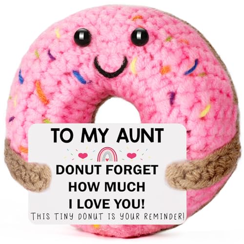 BuiltFit Gifts for Aunt from Niece Women - to My Aunt, Crochet Donut Best Cool Aunts Auntie Gift from Nephew Birthday Mothers Day Funny Gag Christmas Stocking Stuffers Xmas Holiday Presents