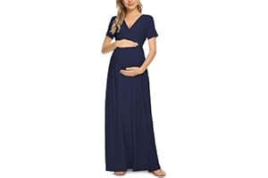 Xpenyo Maternity Maxi Dress Women Casual Wrap Long Baby Shower Pregnancy Dresses