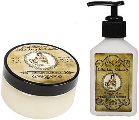Lillie May Naturals Exfoliating Maggie May Goat Milk Body Scrub and Lotion Gift Set