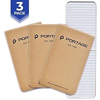 Portage Field Notebook Tactical Sized Pocket Notepad - Top Bound Notebook with Lined Paper Lies Flat in Pocket - 2.8 by 4.6 Inches - 64 Pages (3 Pack)